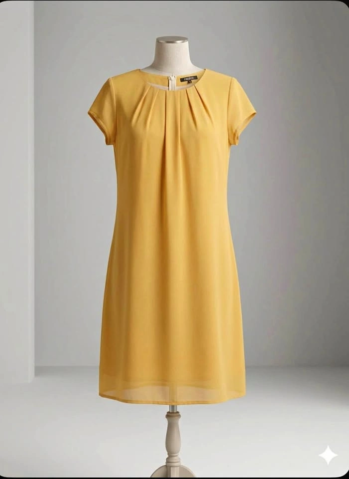 Krizia Yellow Pleated Dress Size Small