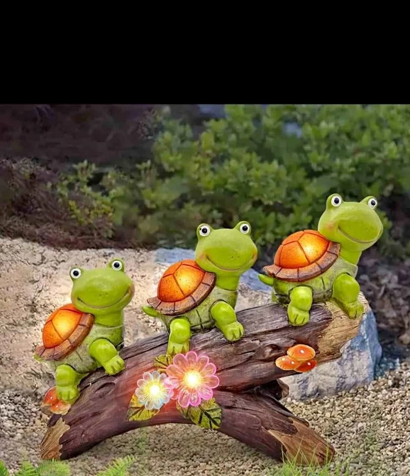 LED lights Solar-Powered 3 turtles forOutdoor Garden. Perfect gi