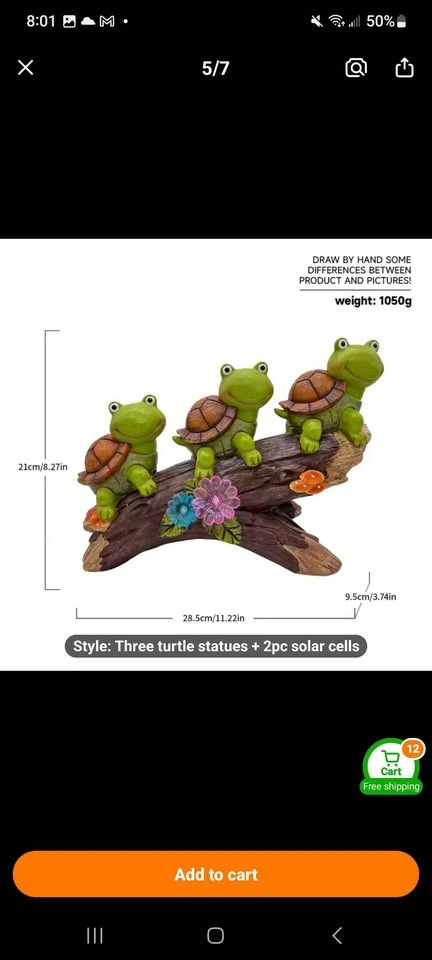 LED lights Solar-Powered 3 turtles forOutdoor Garden. Perfect gi - photo 3