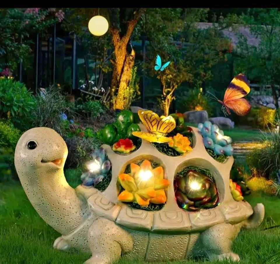 LED Solar-Power with Colorful LED Flowers & LED Butterfly for Ou