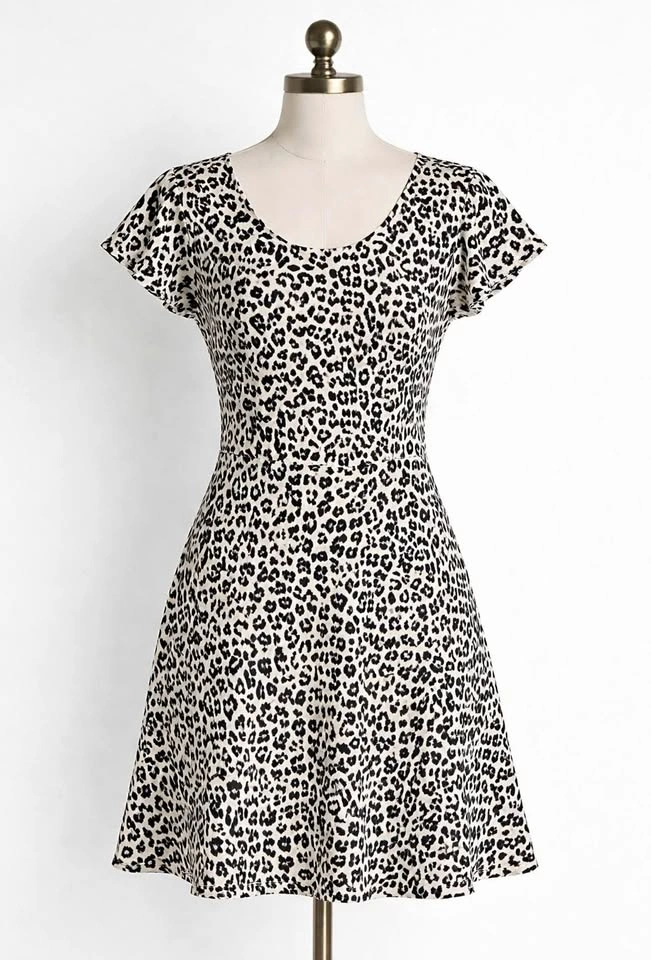 New Old Navy Leopard Print Mini Dress with Tie Back PXS
