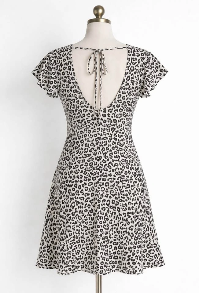 New Old Navy Leopard Print Mini Dress with Tie Back PXS - photo 2