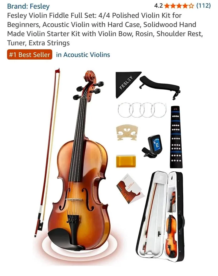 New in box Fesley Violin fiddle full set : 4/4 thumbnail