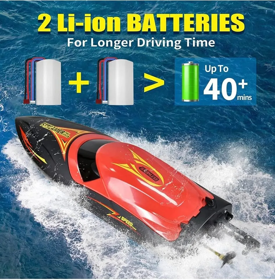 New in box Hosim brushless RC boat with 2 batteries - Red image indicator(4)