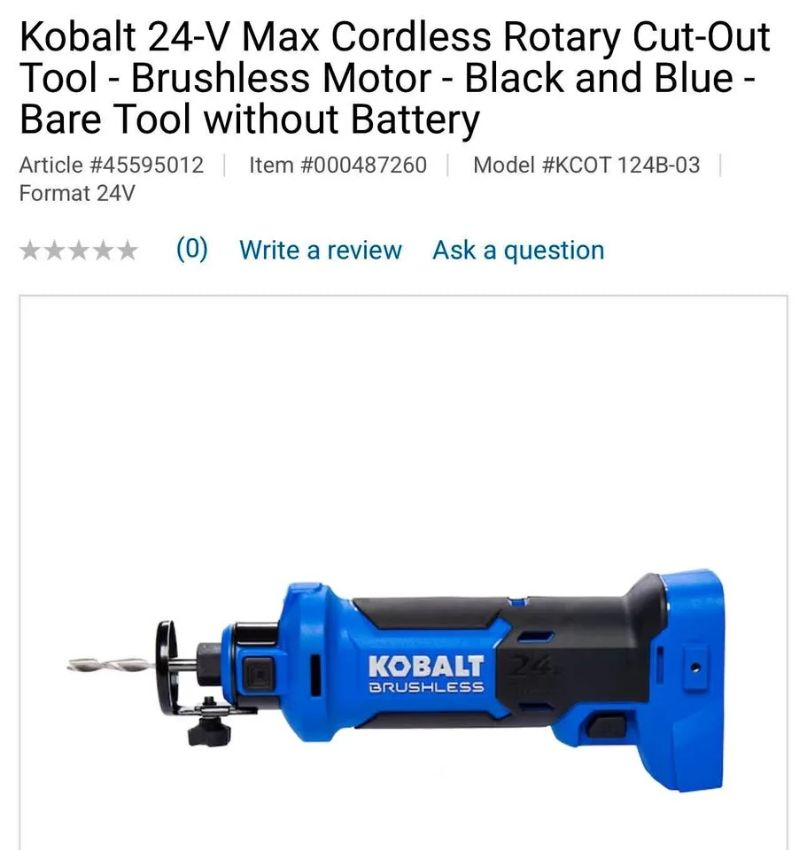 New in box Kobalt 24v max brushless drywall cut-out tool thumbnail