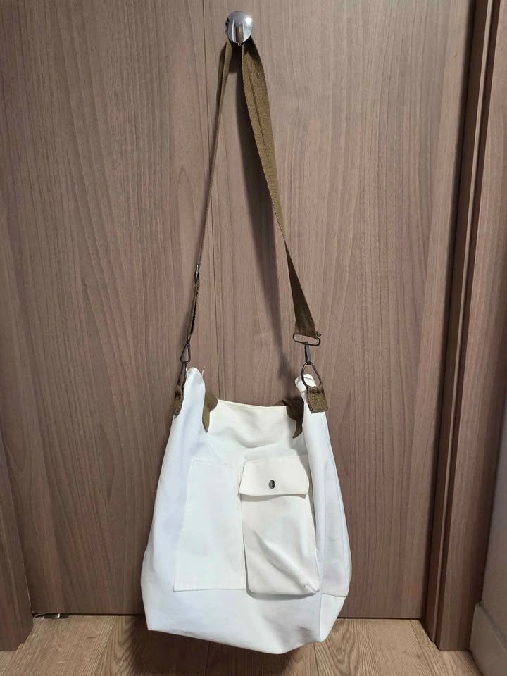 White Canvas Crossbody Tote Bag - photo 2