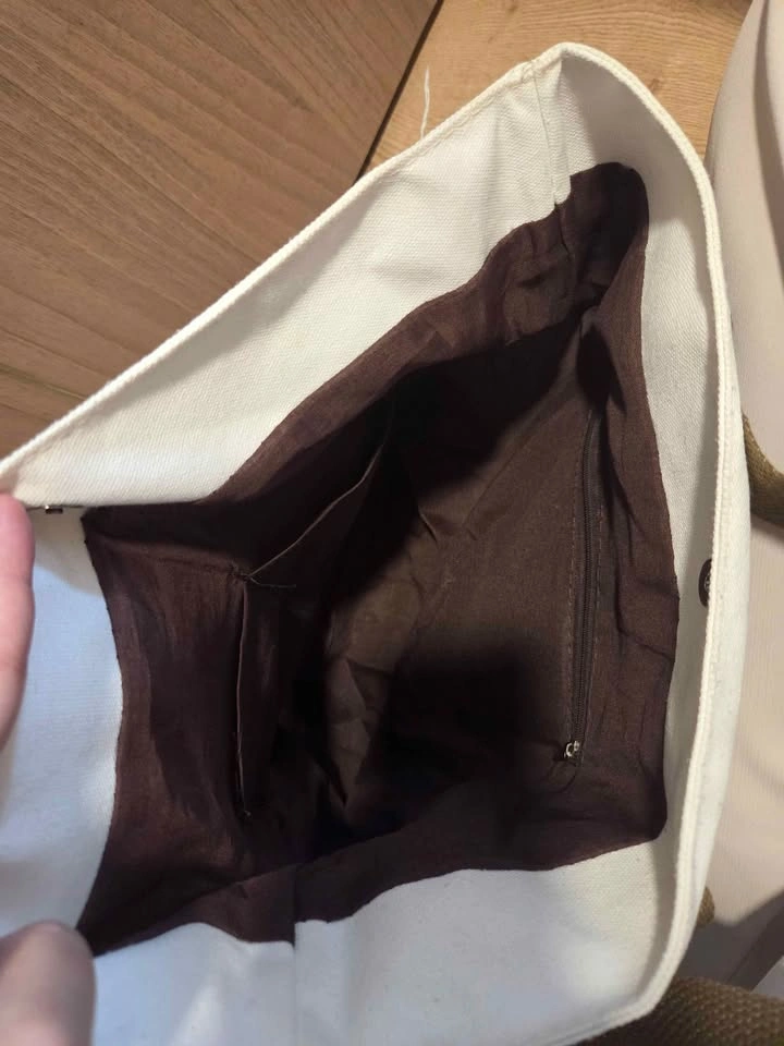 White Canvas Crossbody Tote Bag - photo 5