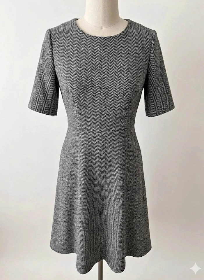 Zara Grey Herringbone Patterned Dress size 6