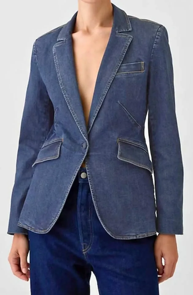 Gap Stretch Denim Blazer Slim Fit Size 4