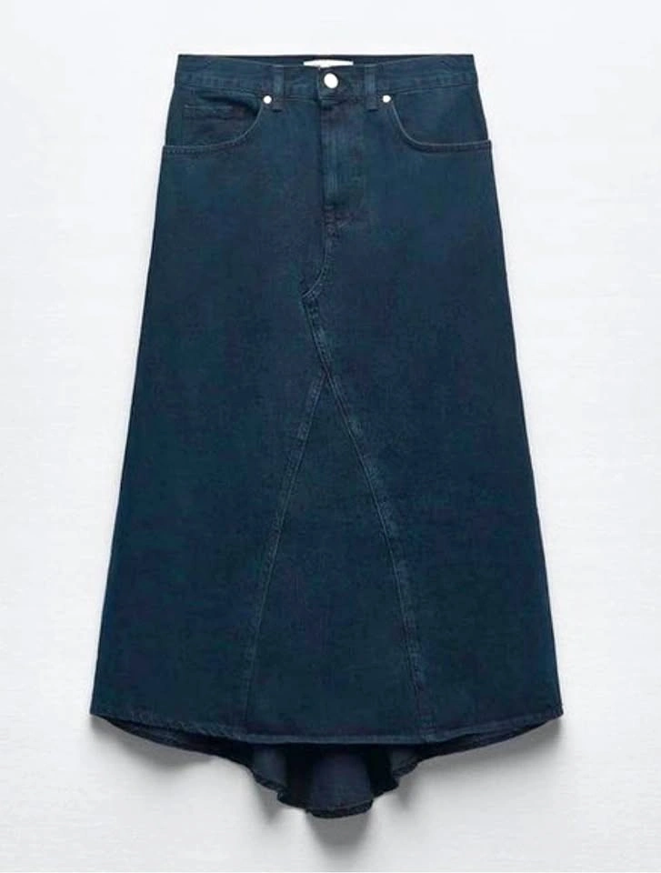 Zara Dark Wash Denim Midi Skirt. Size Large. New without tags. N