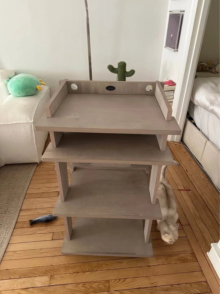 Gray Modern Record Player Stand with Vinyl Storage - photo 5