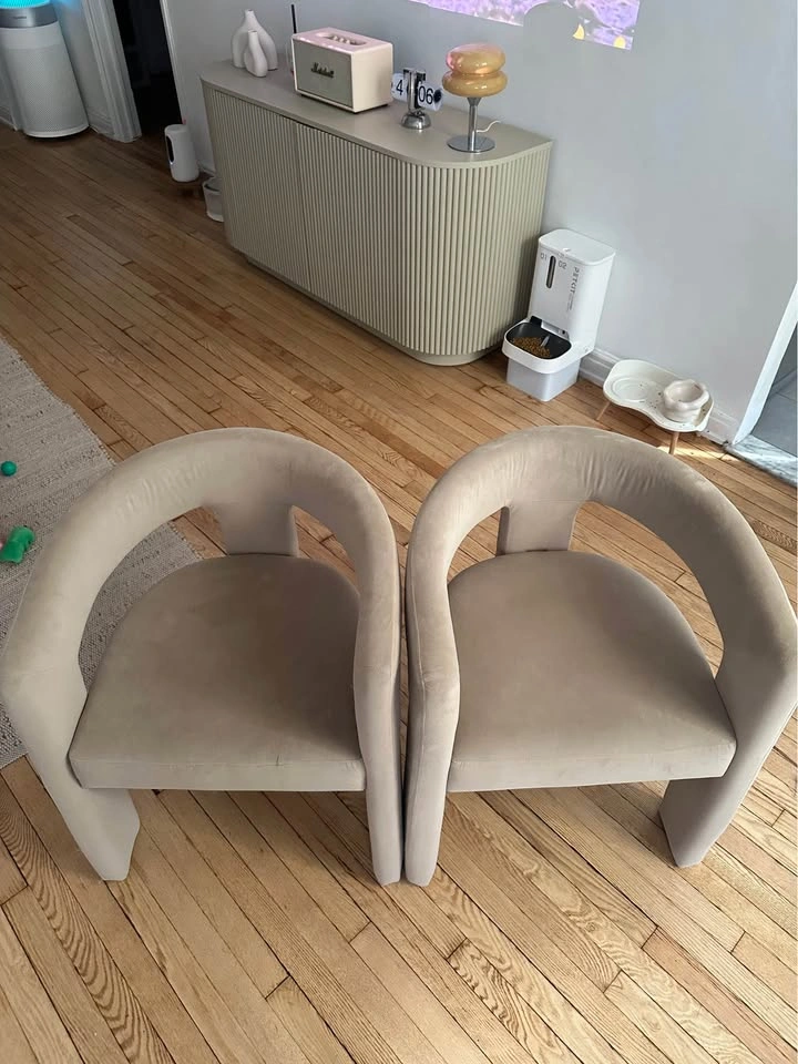 2 Velvet Khaki Brown Modern Dining Chairs - photo 2