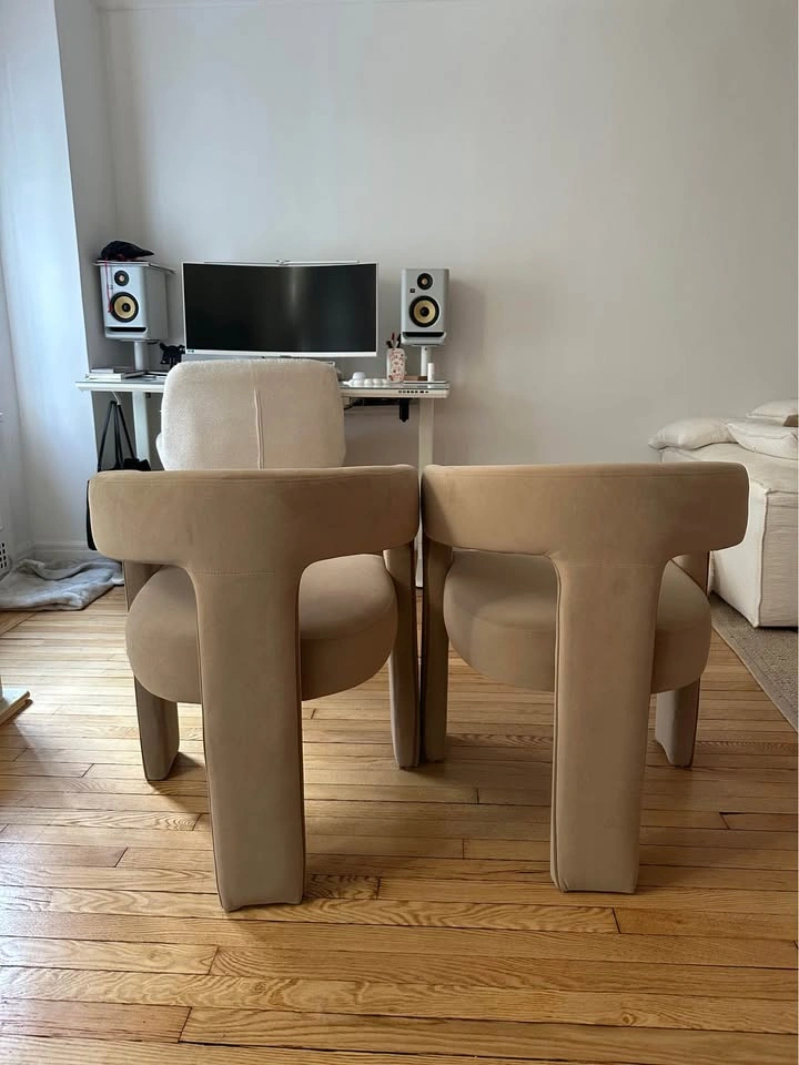 2 Velvet Khaki Brown Modern Dining Chairs - photo 3