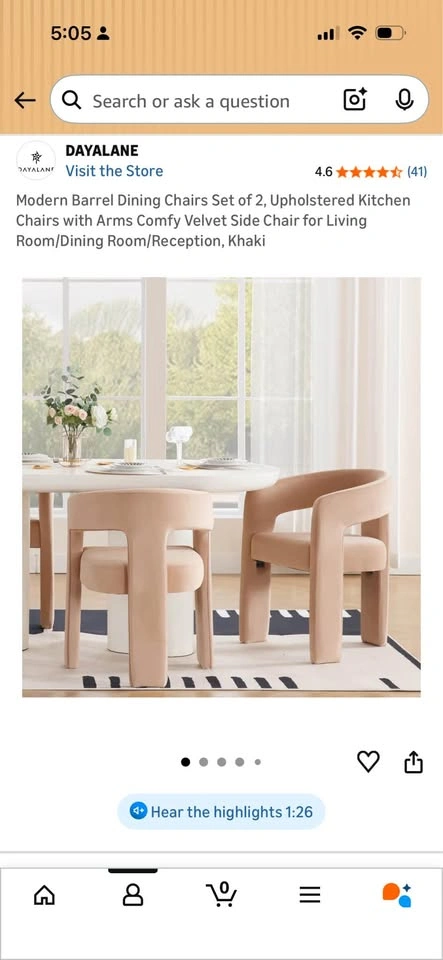 2 Velvet Khaki Brown Modern Dining Chairs - photo 5