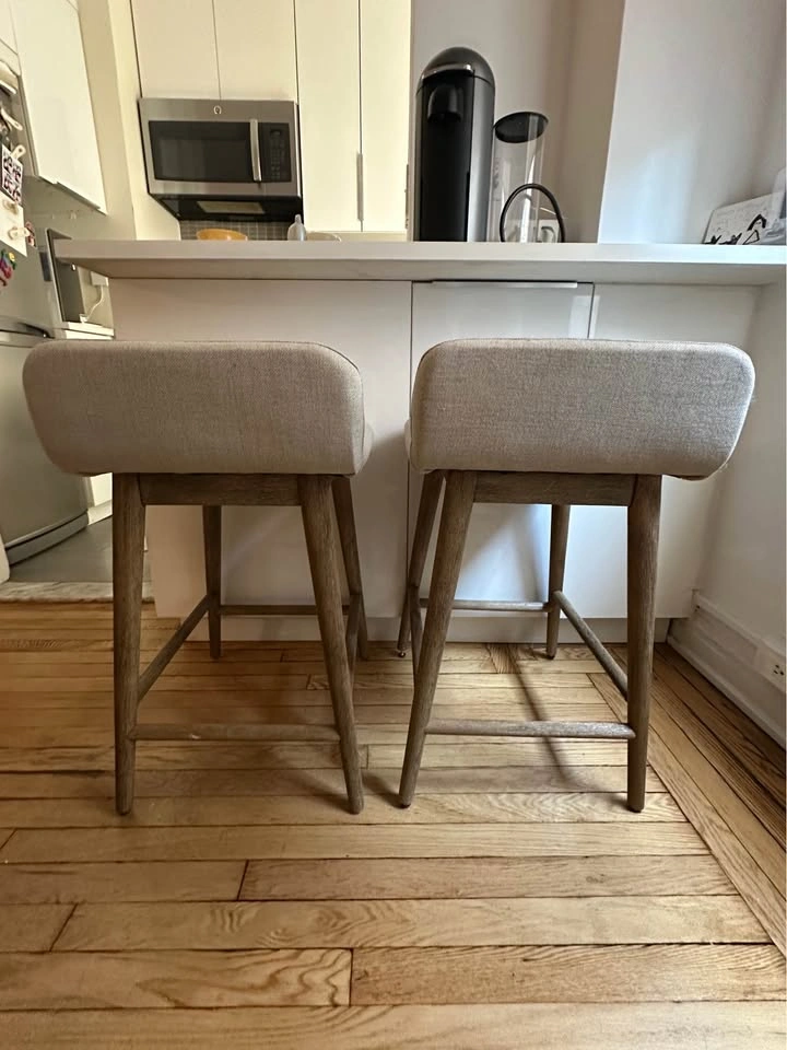 2 Gray Wood Bar Stools - photo 2