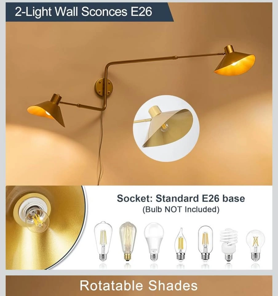 Modern Gold Swing Arm Wall Scones Lamp