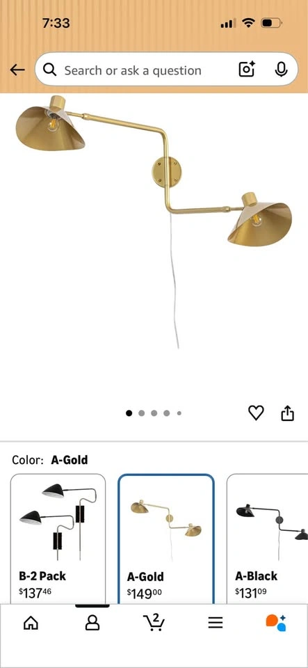 Modern Gold Swing Arm Wall Scones Lamp - photo 2