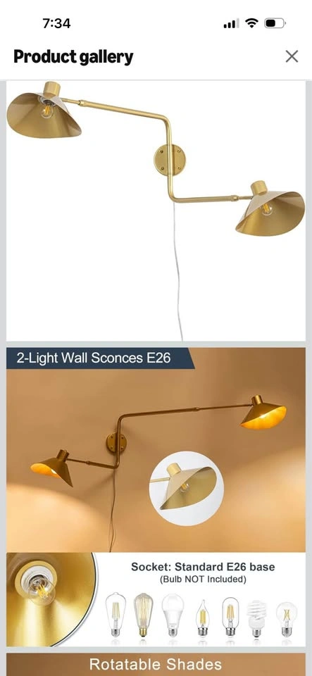 Modern Gold Swing Arm Wall Scones Lamp - photo 4