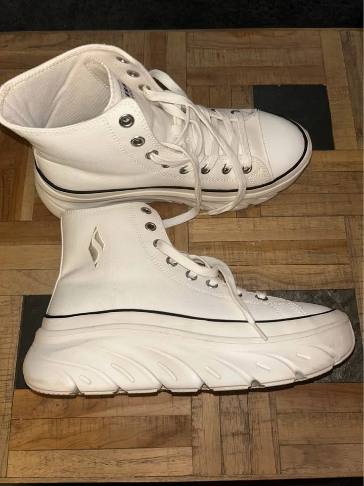 White Sketcher High Top Sneakers