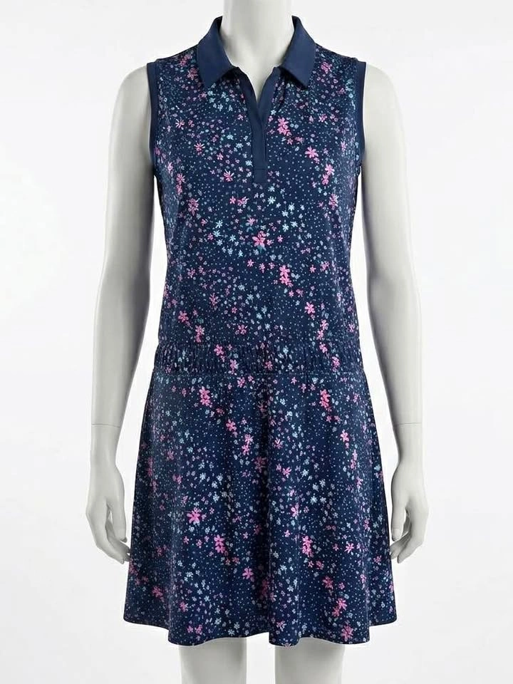 Callaway Opti-Dri Floral Sleeveless Golf Dress - Navy/Pink - Med