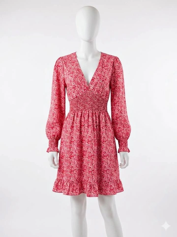 NWOT Made With Love Smocked Floral Peasant Mini Dress - Large