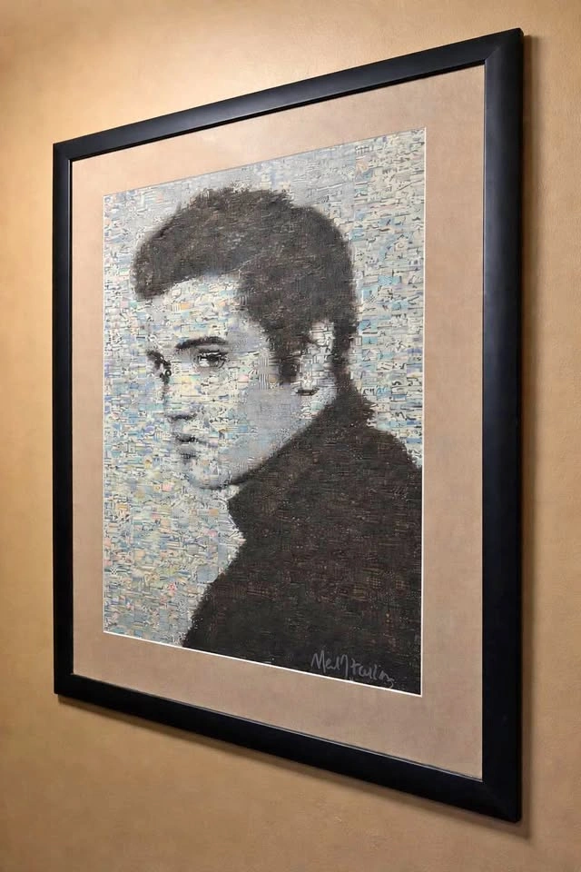 Framed Elvis Presley Art - Signed Neil J. Farkas Mosaic Seriolit