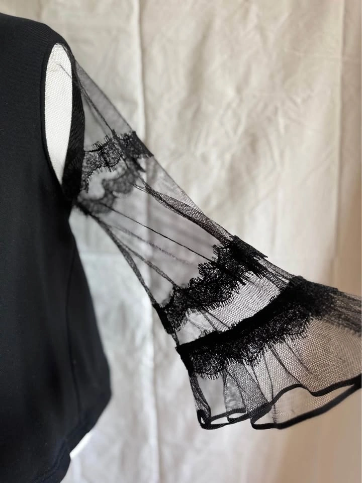 McQ by Alexander McQueen Black Mesh Lace Sleeve Sweatshirt - photo 3