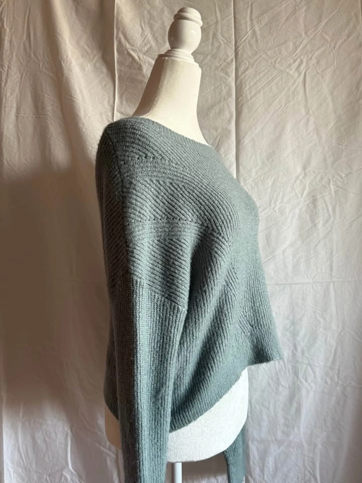 Elodie Relaxed Off-Shoulder Sweater in Sage - photo 2