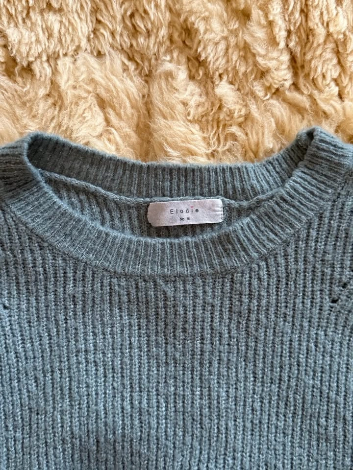 Elodie Relaxed Off-Shoulder Sweater in Sage - photo 3