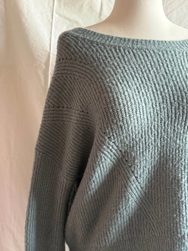 Elodie Relaxed Off-Shoulder Sweater in Sage - photo 5