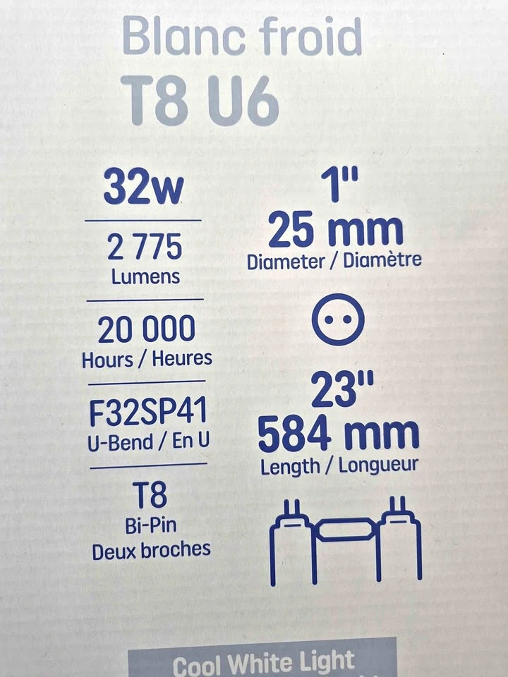 GE T8 U-Bend Fluorescent Light Bulbs 32W Cool White