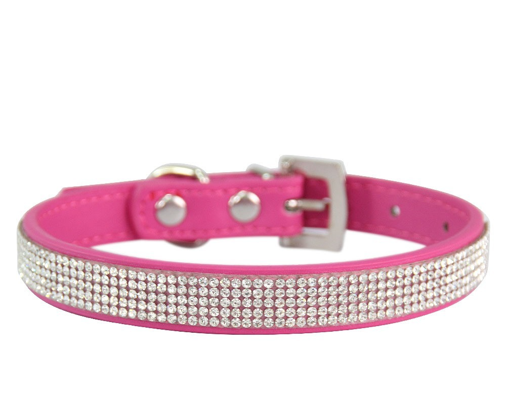 Bling Rhinestone Dog Cat Collars Leather Pet Puppy Kitten Collar - photo 4