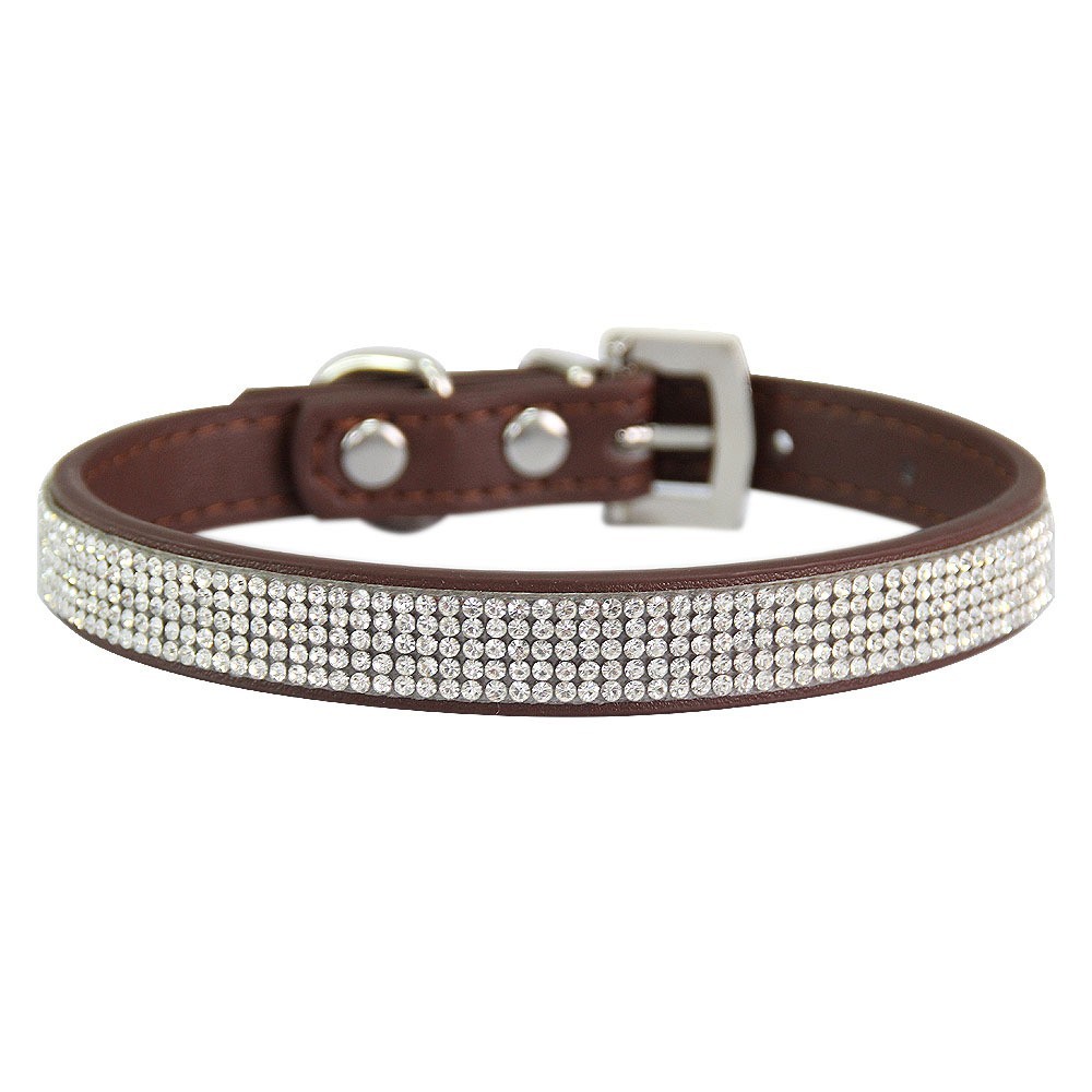Bling Rhinestone Dog Cat Collars Leather Pet Puppy Kitten Collar - photo 5