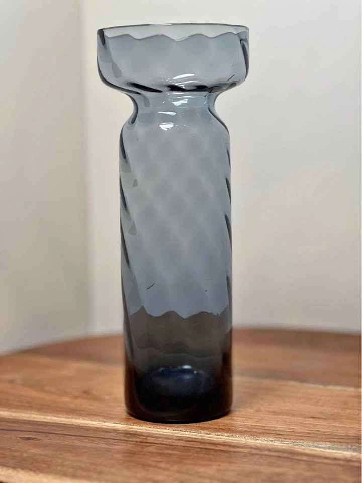 Holmegaard Swirl Hyacinth Vase - Blue-Grey Smoke Glass