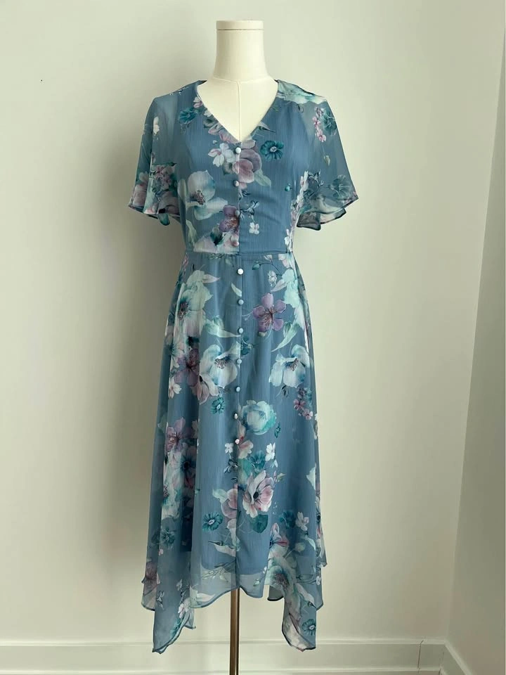 Suzy Shier Floral Button-Front Dress - Size Small