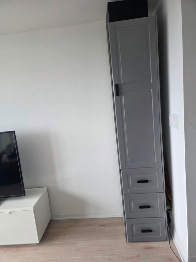 Custom made Tall Grey Storage Cabinet / Pantry - 3 Drawers