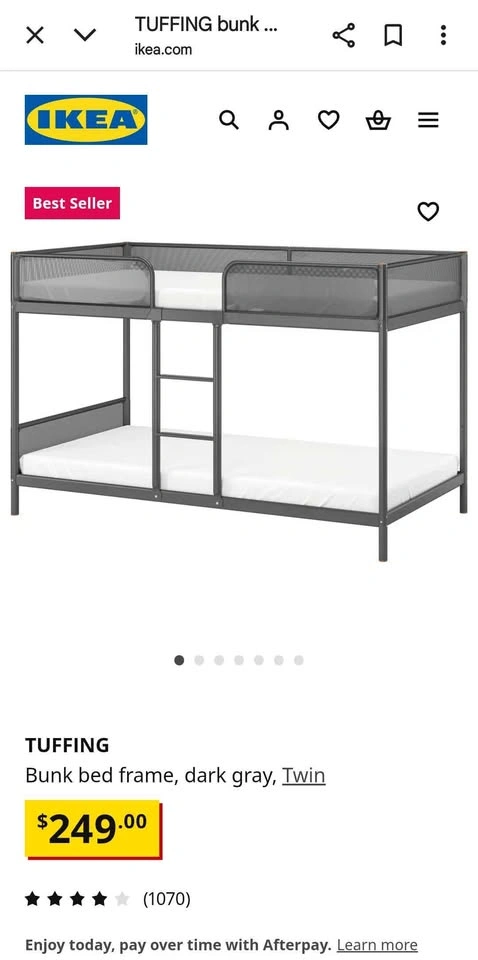 TUFFING bunk bed frame, dark gray, Twin - photo 2