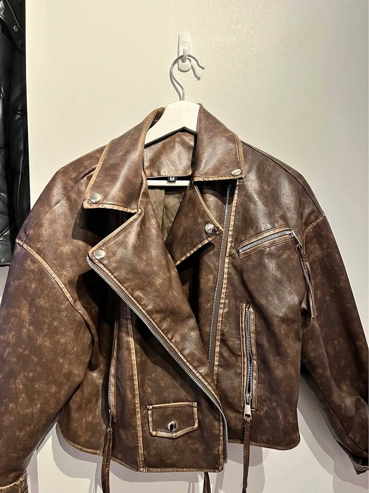 Brown leather jacket