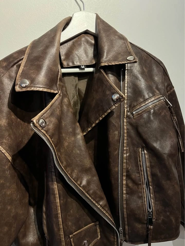 Brown leather jacket - photo 2