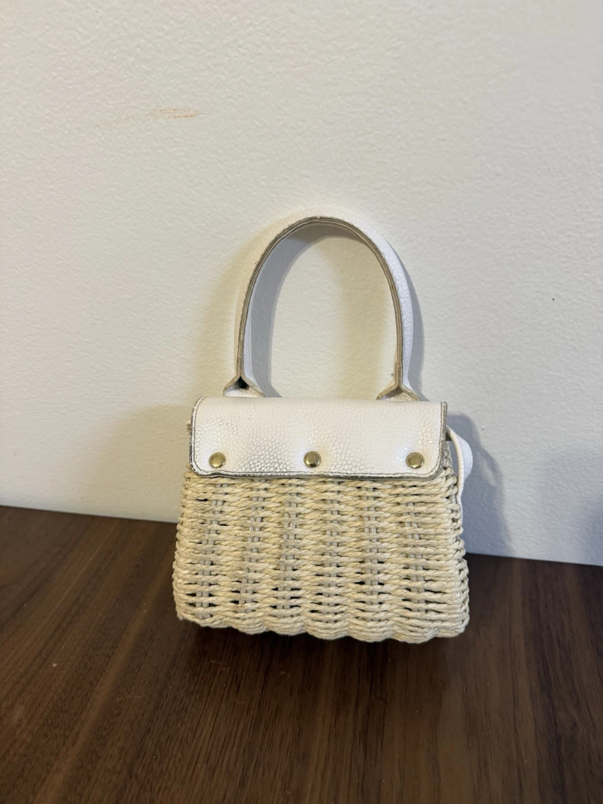 Mini Hand Bag Picnic Basket Weave And Leather Shoulder Strap Inc - photo 2