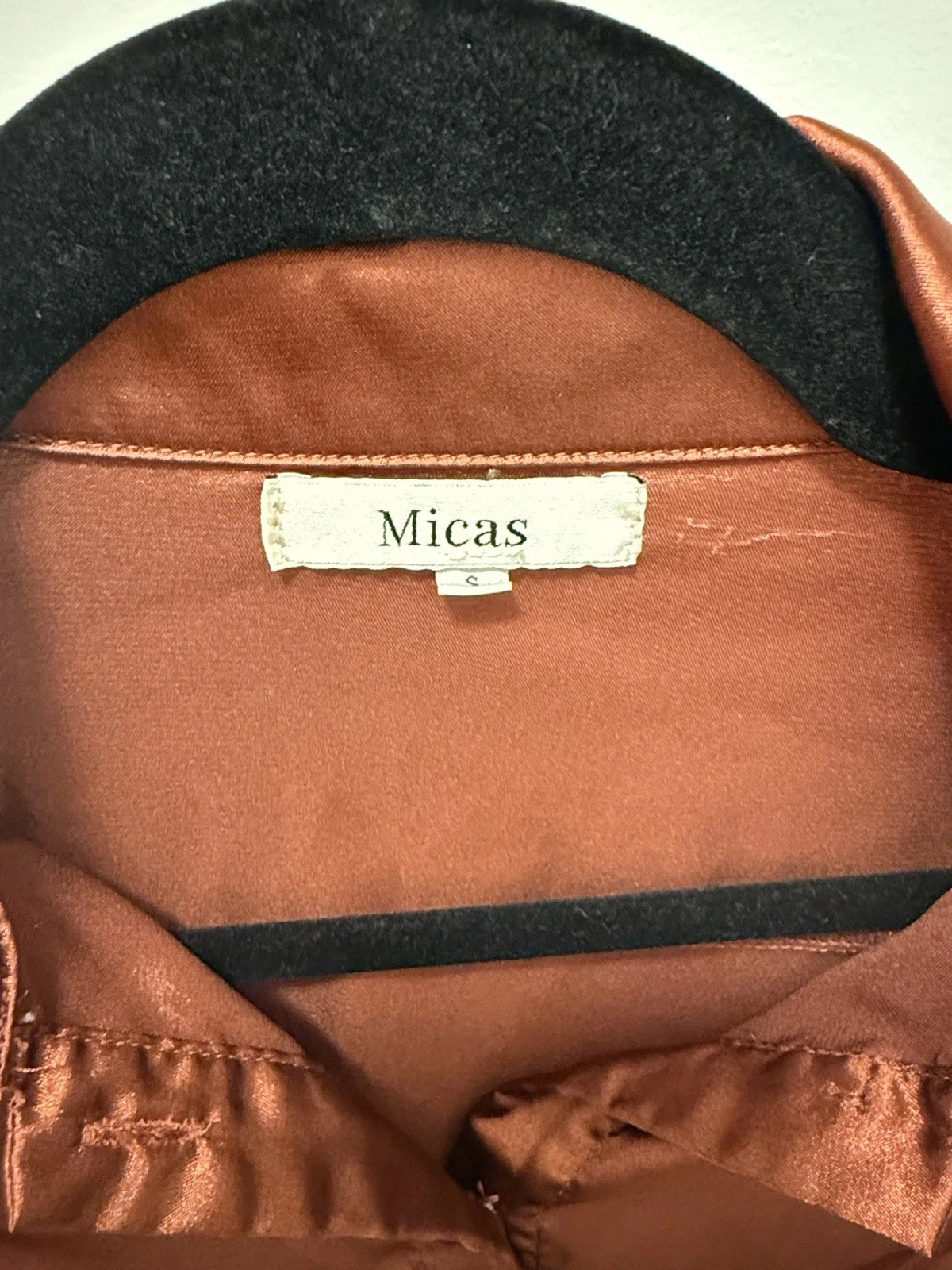 Copper Cropped Long Sleeve Satin Top - Micas - Size S - photo 2