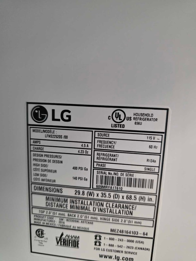 LG 22 cu ft French Door Fridge - $845 - photo 5