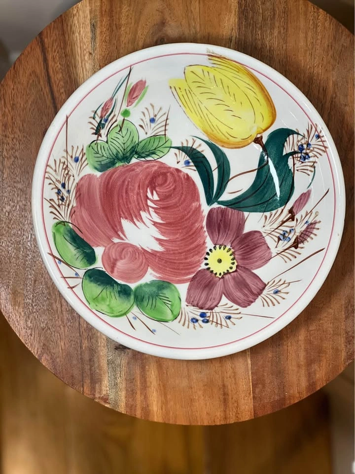 Vtg Hand-Painted Nove Rose Tulip Italian Faience Serving Bowl - photo 4