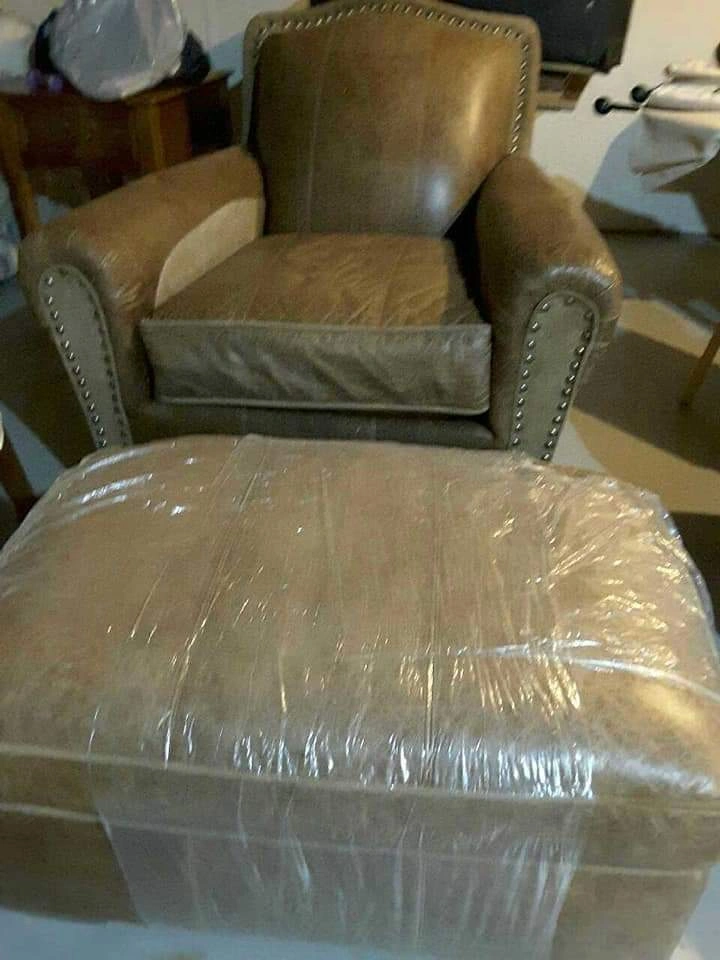 Suede & Leather Couch, Chair, and Ottoman - Like New - photo 2