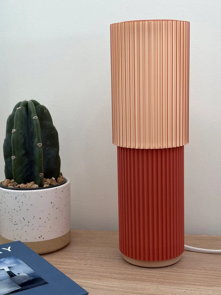 Unique Fluted Table Lamp Burnt Orange - photo 2
