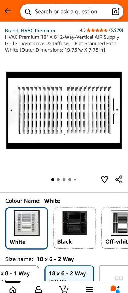 HVAC Premium 18" X 6" 3-Way Air Supply Grille - White