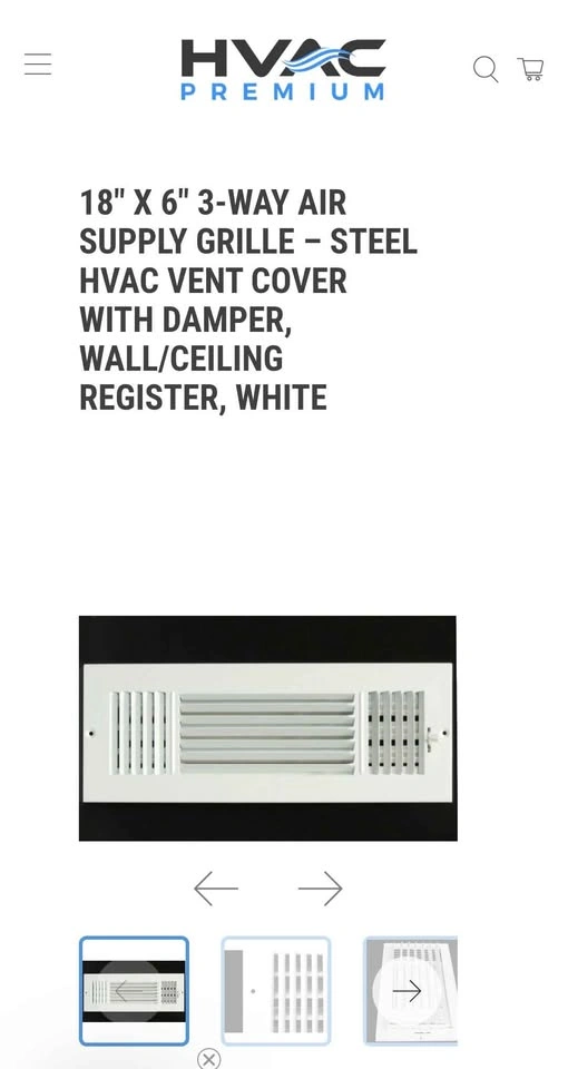 HVAC Premium 18" X 6" 3-Way Air Supply Grille - White - photo 3