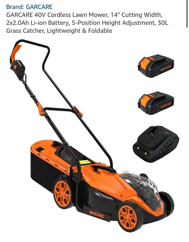 New Garcare 40V Cordless Lawn Mower w/ 2 Batteries thumbnail