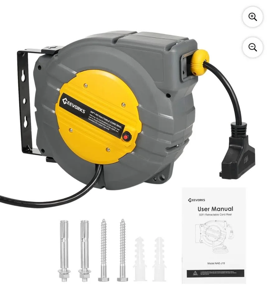 New in box Geevorks retractable power cord reel image indicator(2)