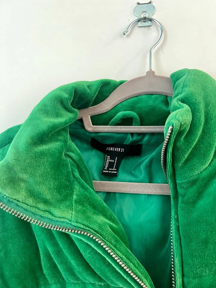Green Velvet Cropped Jacket - photo 2